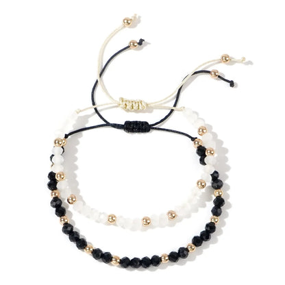 Simple Style Round Artificial Crystal Wholesale Drawstring Bracelets