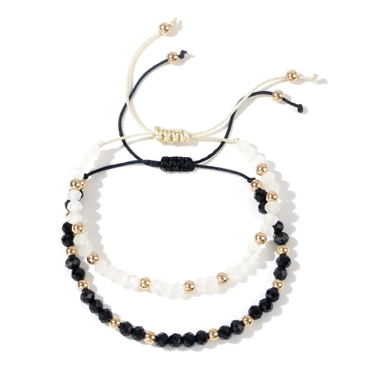 Simple Style Round Artificial Crystal Wholesale Drawstring Bracelets