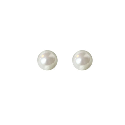 Simple Style Round Artificial Pearl Silver Needle Patchwork Women'S Ear Studs