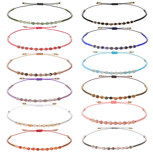 Simple Style Round Bead, Stone Beaded Bracelets