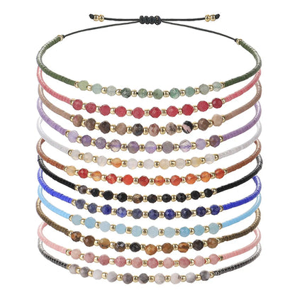 Simple Style Round Bead, Stone Beaded Bracelets