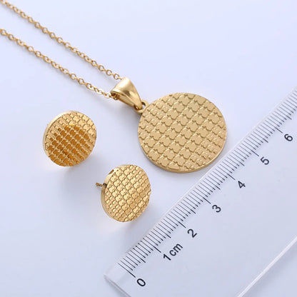 Simple Style Round Bear Stainless Steel Plating 18k Gold Plated Earrings Necklace Jewelry Set