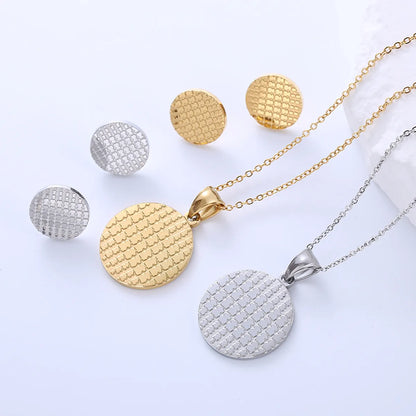 Simple Style Round Bear Stainless Steel Plating 18k Gold Plated Earrings Necklace Jewelry Set