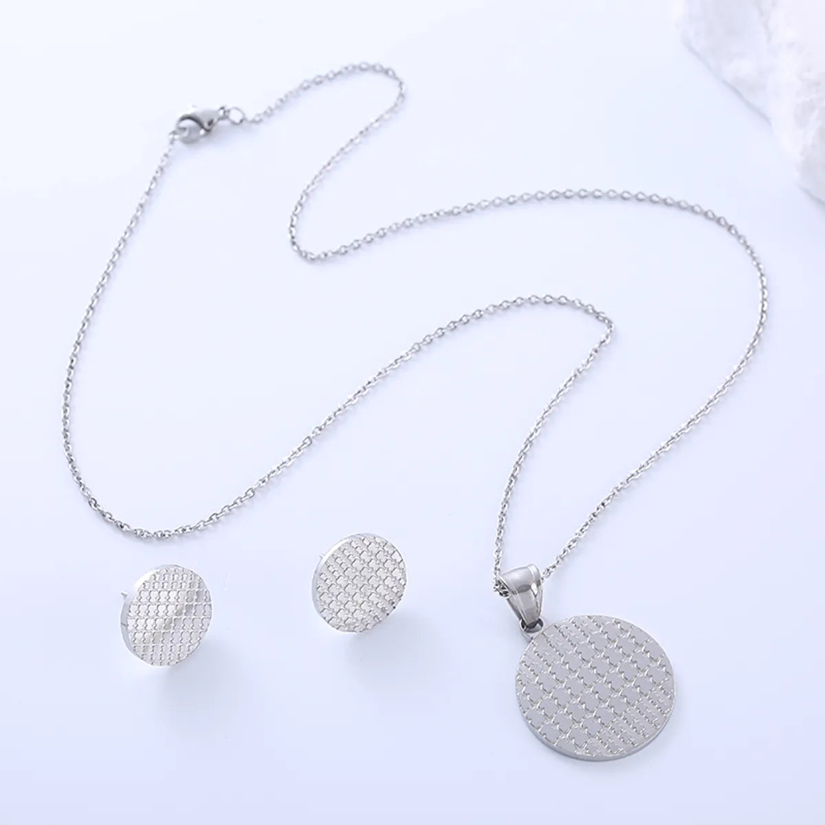 Simple Style Round Bear Stainless Steel Plating 18k Gold Plated Earrings Necklace Jewelry Set