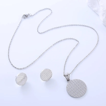 Simple Style Round Bear Stainless Steel Plating 18k Gold Plated Earrings Necklace Jewelry Set