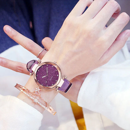 Simple Style Round Buckle Quartz Women'S Watches