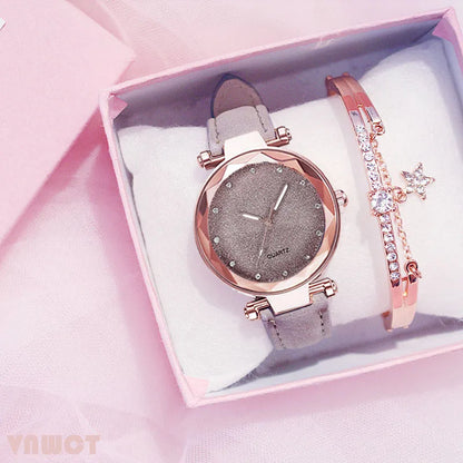 Simple Style Round Buckle Quartz Women'S Watches