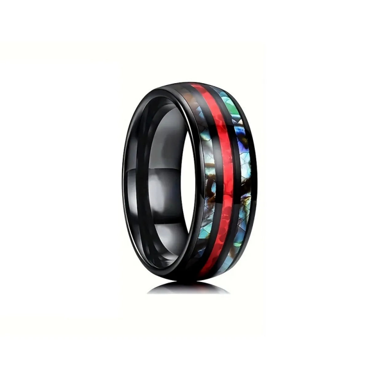 Simple Style Round Color Block Stainless Steel Unisex Rings