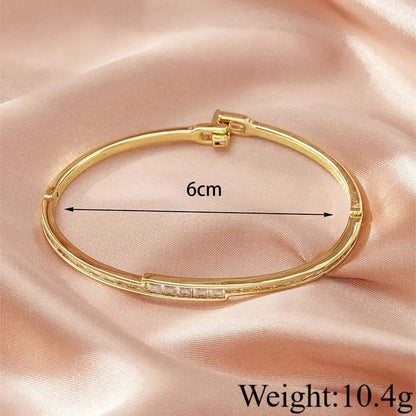 Simple Style Round Copper Inlay Zircon Bangle