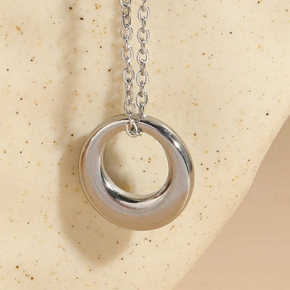 Wholesale Simple Style Round 304 Stainless Steel Plating Pendant Necklace