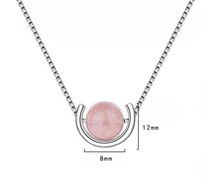 Simple Style Round Copper Plating Inlay Crystal White Gold Plated Pendant Necklace