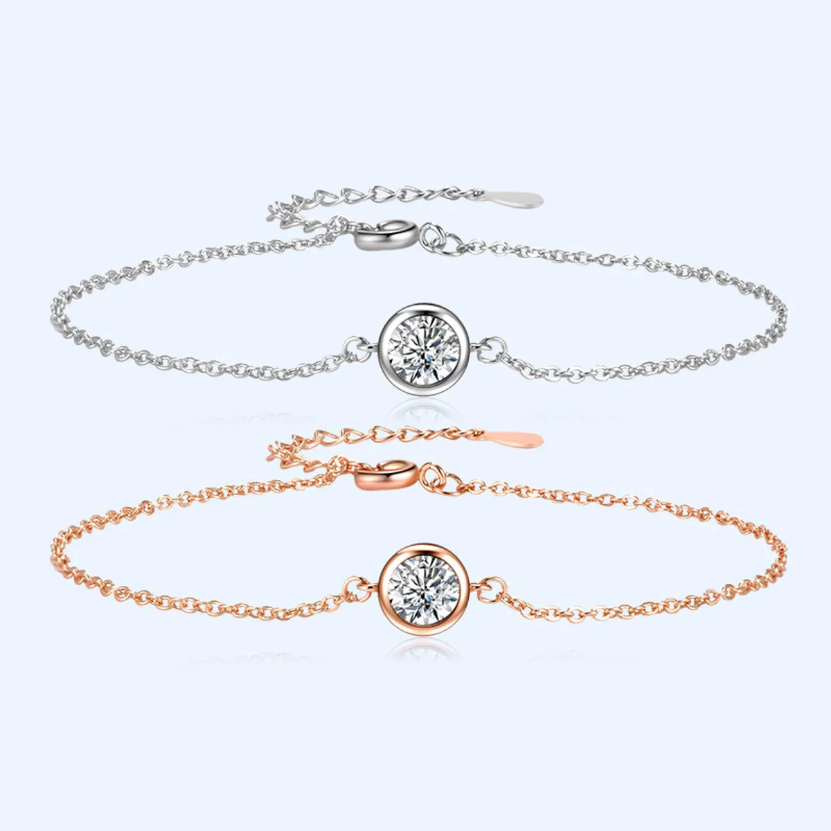 Simple Style Round Copper Plating Inlay Zircon Gold Plated Bracelets