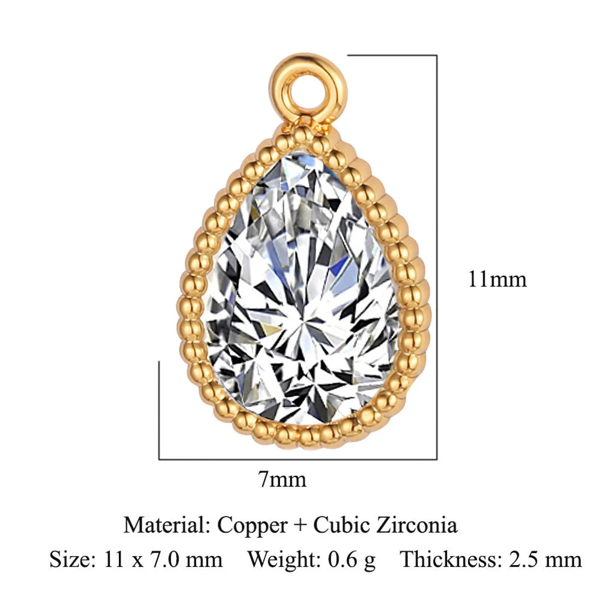 Simple Style Round Copper Plating Inlay Zircon Gold Plated Silver Plated Charms Jewelry Accessories