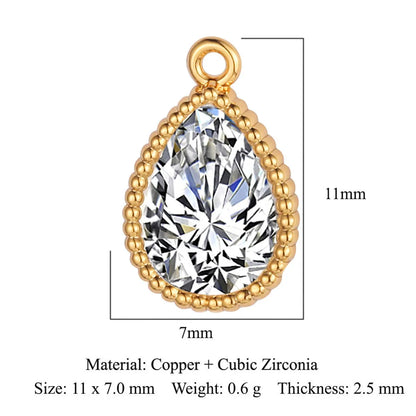 Simple Style Round Copper Plating Inlay Zircon Gold Plated Silver Plated Charms Jewelry Accessories