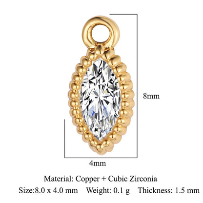 Simple Style Round Copper Plating Inlay Zircon Gold Plated Silver Plated Charms Jewelry Accessories