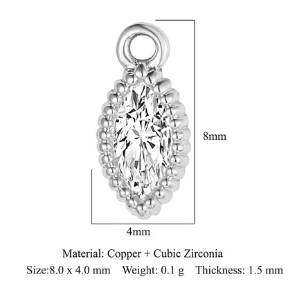 Simple Style Round Copper Plating Inlay Zircon Gold Plated Silver Plated Charms Jewelry Accessories