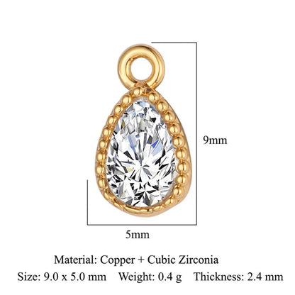 Simple Style Round Copper Plating Inlay Zircon Gold Plated Silver Plated Charms Jewelry Accessories