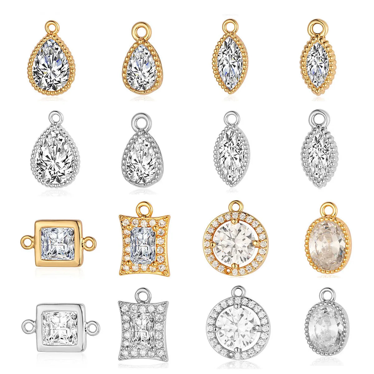 Simple Style Round Copper Plating Inlay Zircon Gold Plated Silver Plated Charms Jewelry Accessories