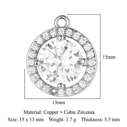 Simple Style Round Copper Plating Inlay Zircon Gold Plated Silver Plated Charms Jewelry Accessories