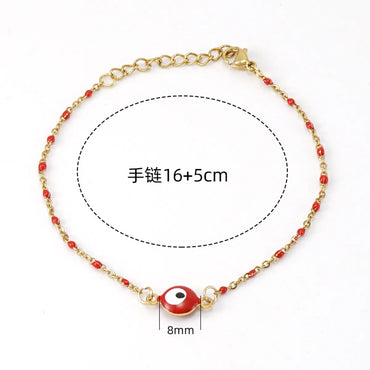 Simple Style Round Devil's Eye Stainless Steel Bracelets Enamel Plating Stainless Steel Bracelets