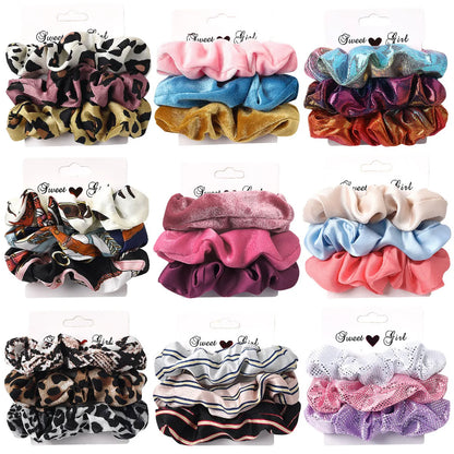 Women'S Simple Style Round Dots Solid Color Leopard Cloth Pleated Hair Tie