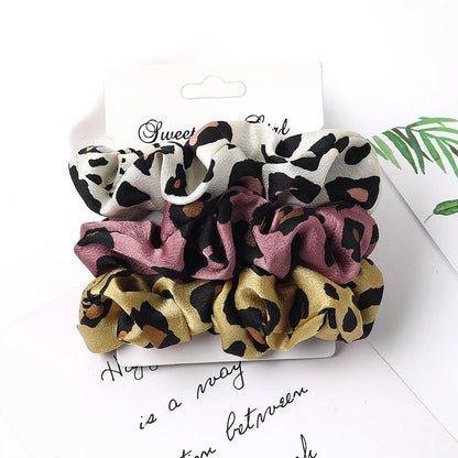 Women'S Simple Style Round Dots Solid Color Leopard Cloth Pleated Hair Tie