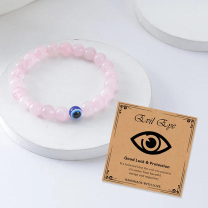 Simple Style Round Eye Natural Stone Beaded Unisex Bracelets