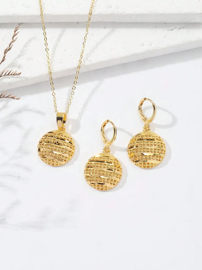 Simple Style Round Flower Copper Plating 18k Gold Plated Jewelry Set