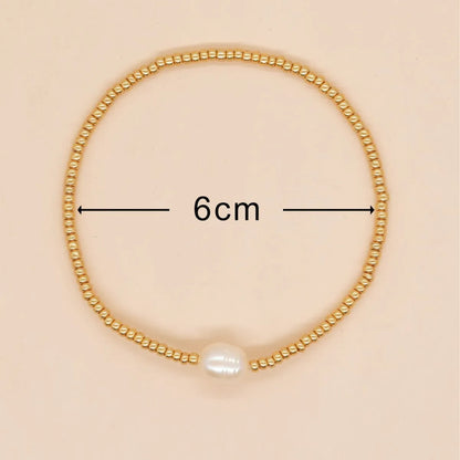 Simple Style Round Freshwater Pearl Seed Bead Wholesale Bracelets