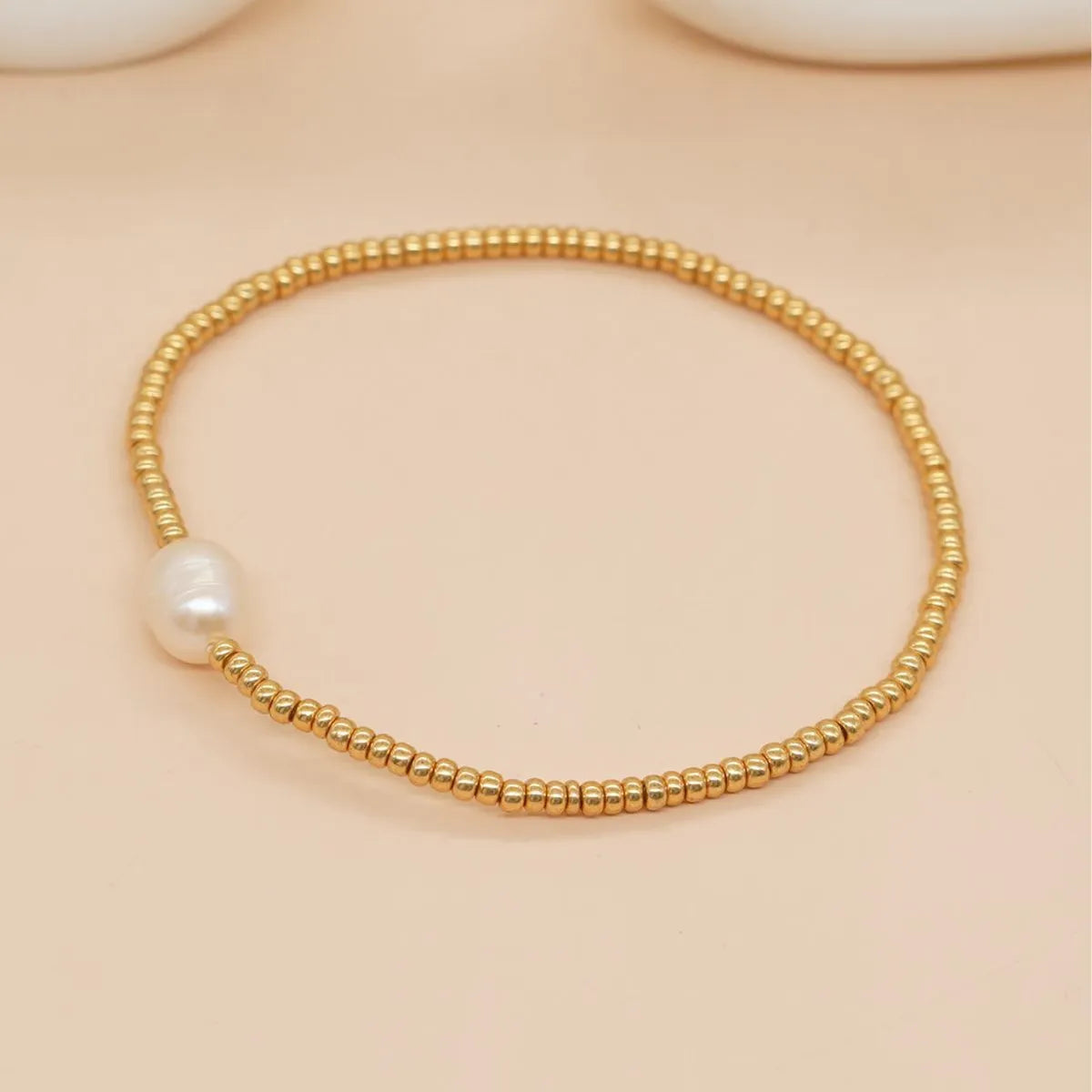 Simple Style Round Freshwater Pearl Seed Bead Wholesale Bracelets