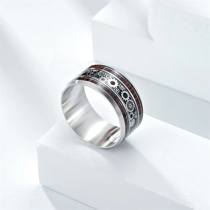 Simple Style Round Gear Titanium Steel Enamel Couple Rings