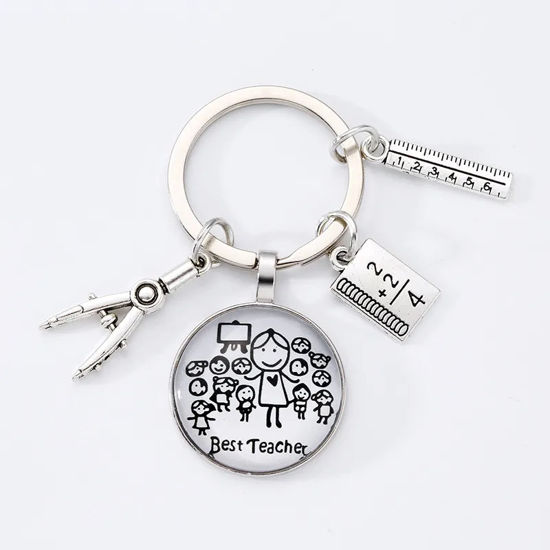 Simple Style Round Glass Casting Glass Keychain