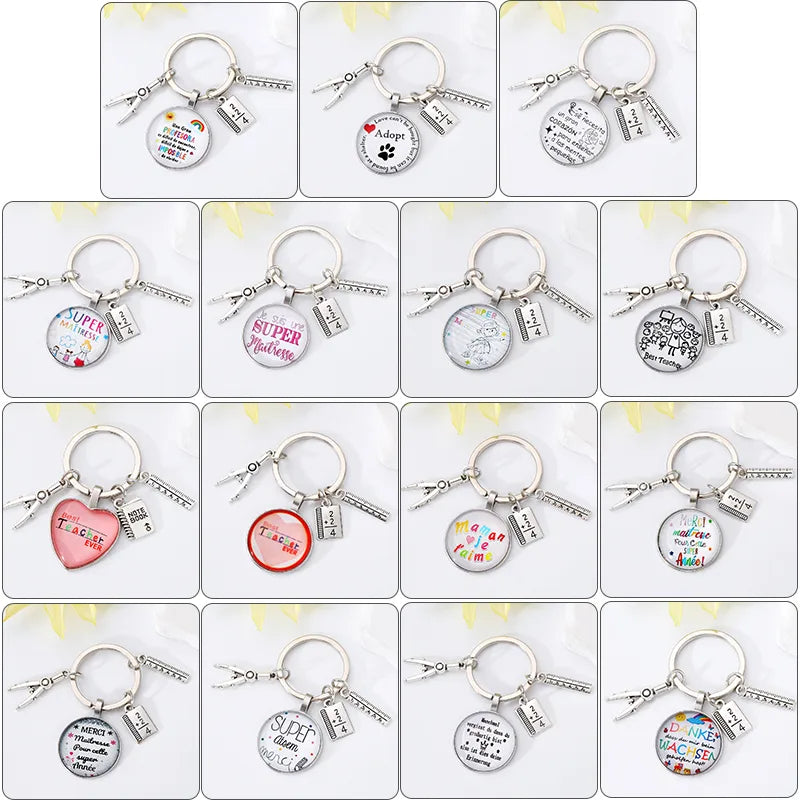 Simple Style Round Glass Casting Glass Keychain