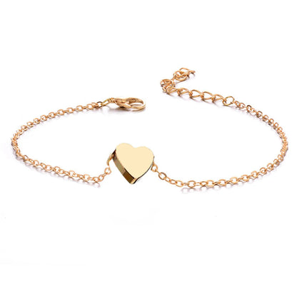 Simple Style Round Heart Shape Gold Plated Silver Plated Imitation Pearl Alloy Wholesale Anklet