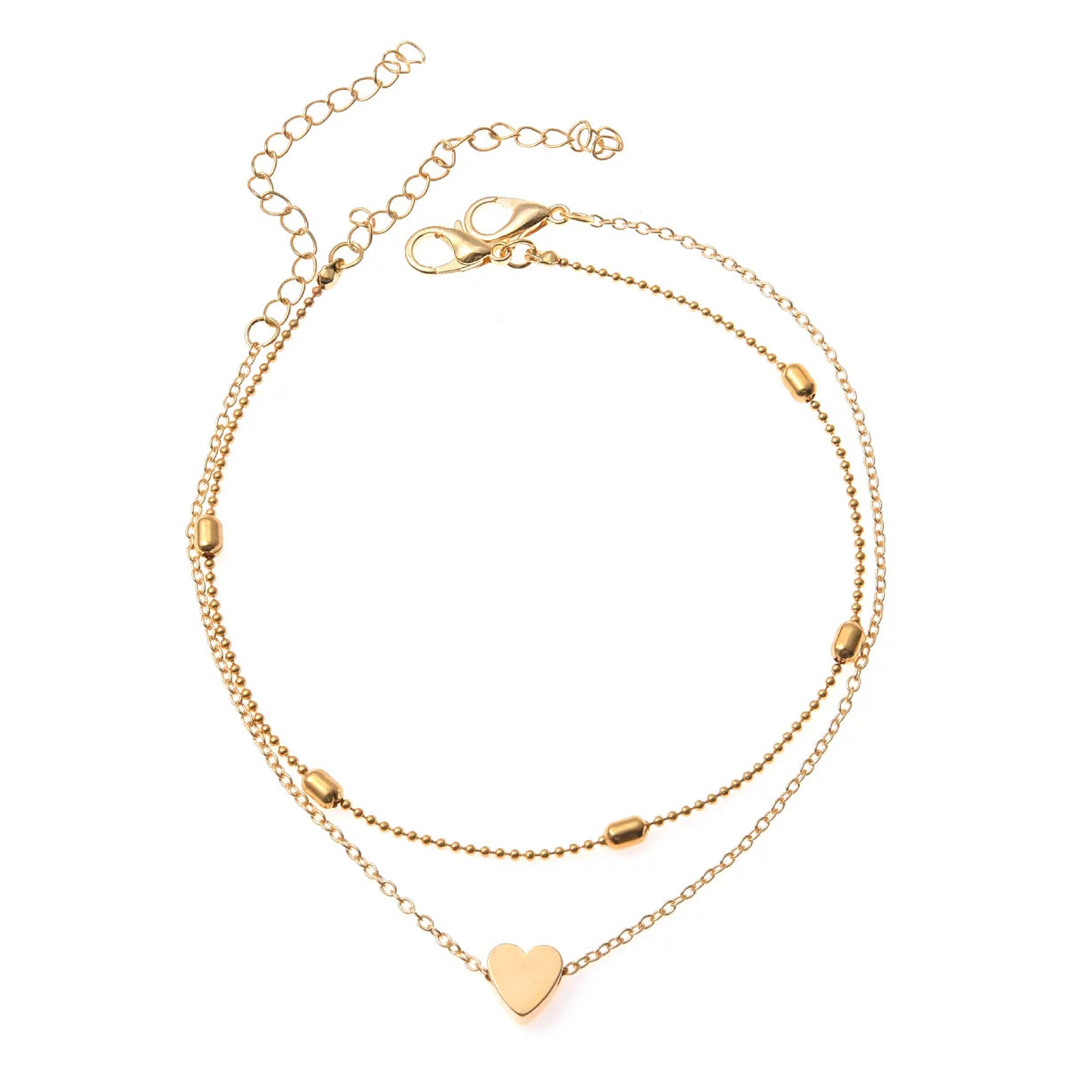 Simple Style Round Heart Shape Gold Plated Silver Plated Imitation Pearl Alloy Wholesale Anklet