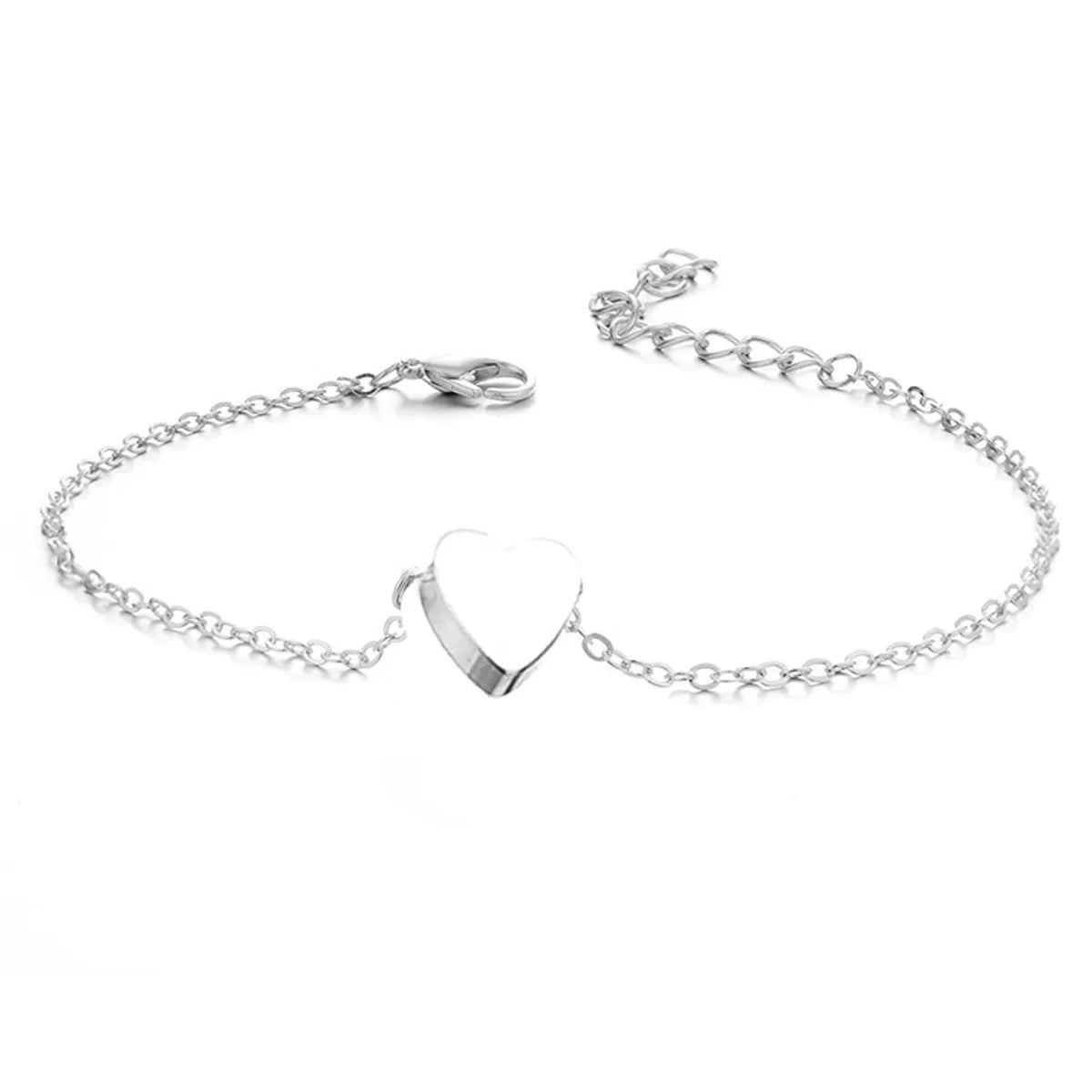 Simple Style Round Heart Shape Gold Plated Silver Plated Imitation Pearl Alloy Wholesale Anklet