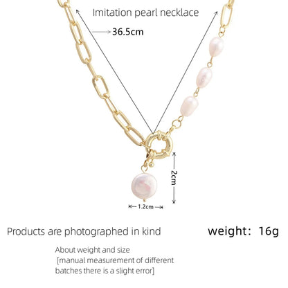 Wholesale Jewelry Simple Style Round Imitation Pearl Iron Copper Plating Pendant Necklace