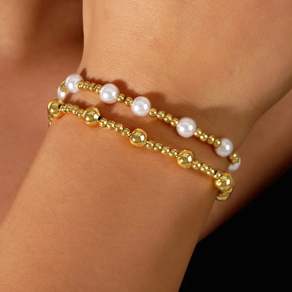 Simple Style Round Imitation Pearl Wholesale Bracelets