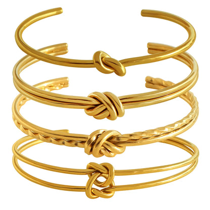 Simple Style Round Knot Titanium Steel Plating 18k Gold Plated Bangle