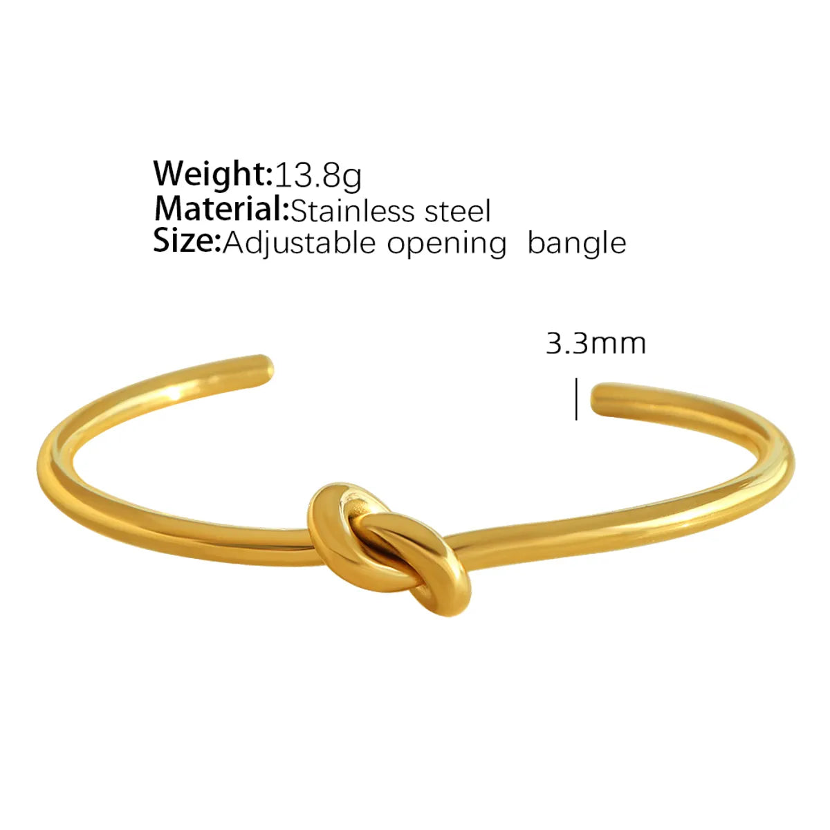 Simple Style Round Knot Titanium Steel Plating 18k Gold Plated Bangle