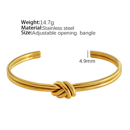 Simple Style Round Knot Titanium Steel Plating 18k Gold Plated Bangle