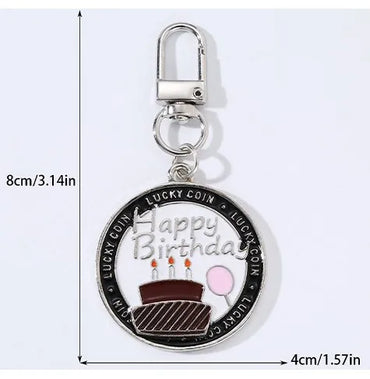 Simple Style Round Letter Cake Alloy Enamel Plating Birthday Bag Pendant Keychain