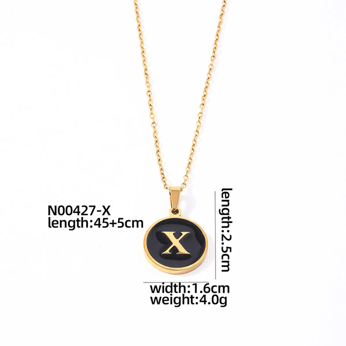 304 Stainless Steel Gold Plated Simple Style Plating Inlay Round Letter Shell Pendant Necklace