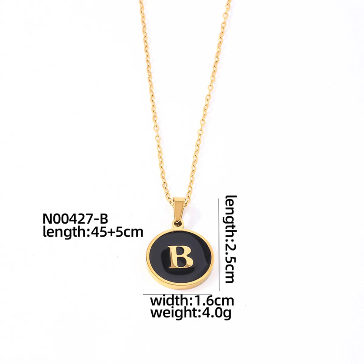 304 Stainless Steel Gold Plated Simple Style Plating Inlay Round Letter Shell Pendant Necklace