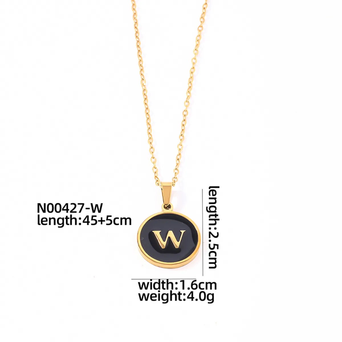 304 Stainless Steel Gold Plated Simple Style Plating Inlay Round Letter Shell Pendant Necklace