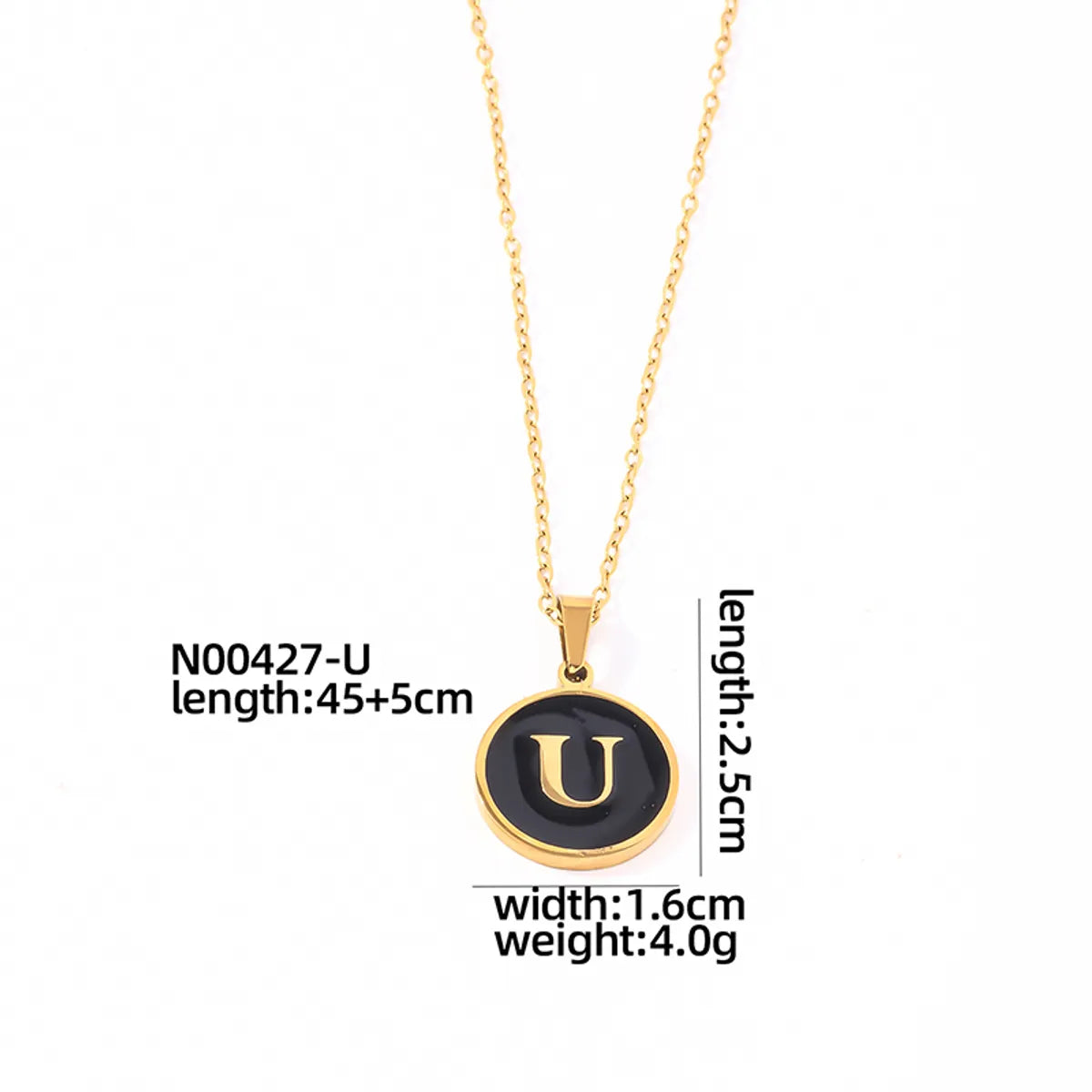 304 Stainless Steel Gold Plated Simple Style Plating Inlay Round Letter Shell Pendant Necklace