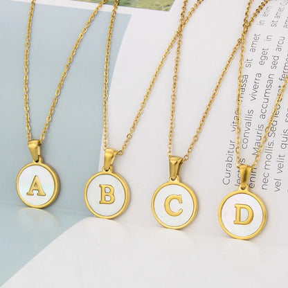 Simple Style Round Letter Titanium Steel Plating Necklace