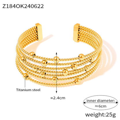 Simple Style Round Lines 304 Stainless Steel 18K Gold Plated Bangle In Bulk