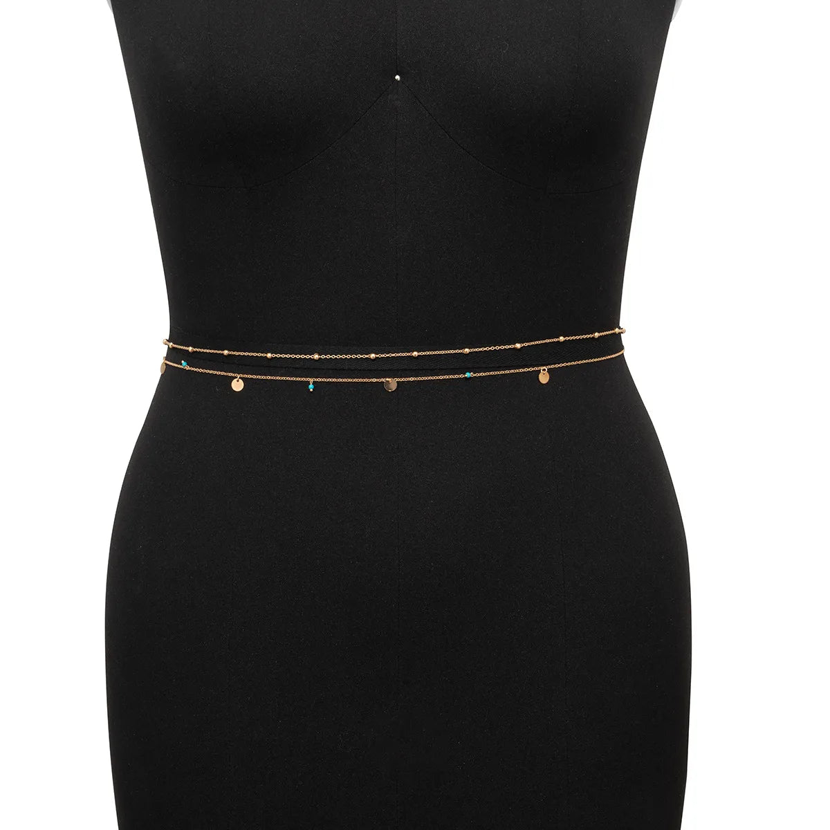 Simple Style Round Metal Beaded Waist Chain