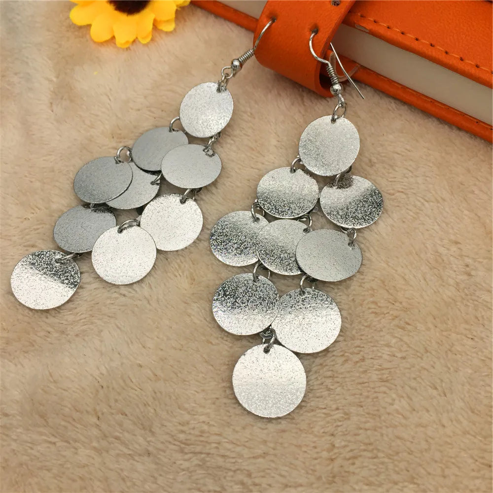 Simple Style Round Metal Patchwork Women'S Drop Earrings